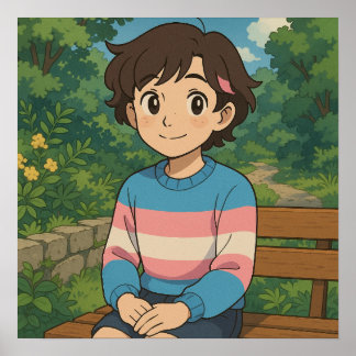 Transpersonflagga Anime Person | LGBTQIA+ Poster
