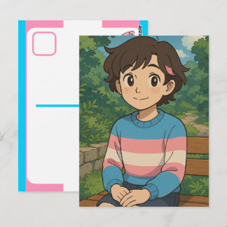 Transpersonflagga Anime-person | LGBTQIA+ Vykort