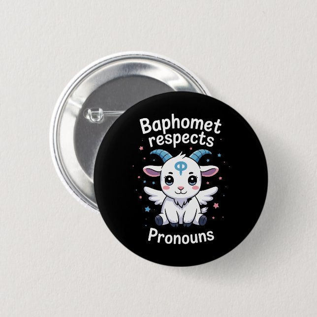 Transpersonlig Baphomet Respekterar Pronomen Trans Knapp (Framsida & baksida)