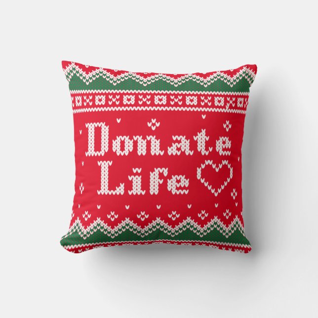 Transplant Donate Life Ugly jul Sweater Kudde (Framsida)