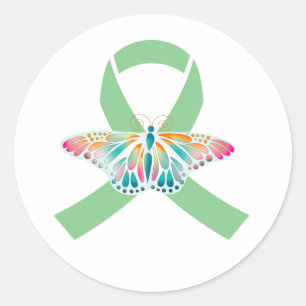 Transplant Grönt Ribbon Butterfly Runt Klistermärke