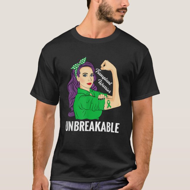 Transplant Warrior Obrytable Organ Donor Awarene T Shirt (Framsida)