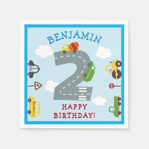 Transport 2:a födelsedag pappersservett