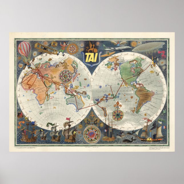 Transport Aeriens Internationaux World Map Poster (Framsidan)