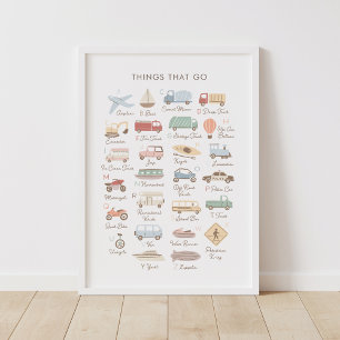 Transport Alphabet ABC Kids Room Decor Poster