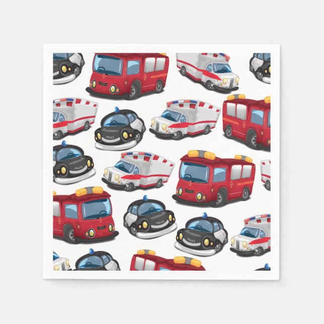 Transport av polis, ambulans och brandkår. pappersservett (Framsidan)