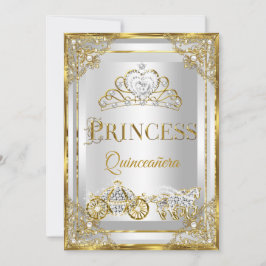 Transport av princess Pearl Guld White Quinceanera Inbjudningar