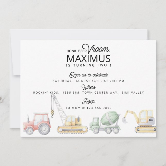 Transport BIRTHDAY,Bilfödelsedag,TRACTOR PARTY Meddelande (Framsida)