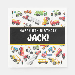 Transport Birthday Napkins Fordon Napkins Pappersservett
