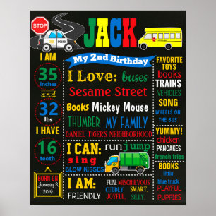 Transport Cars och Lastbil, milstolpe på födelseda Poster
