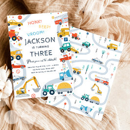 Transport City Cars och Lastbil Boy Birthday Inbjudningar