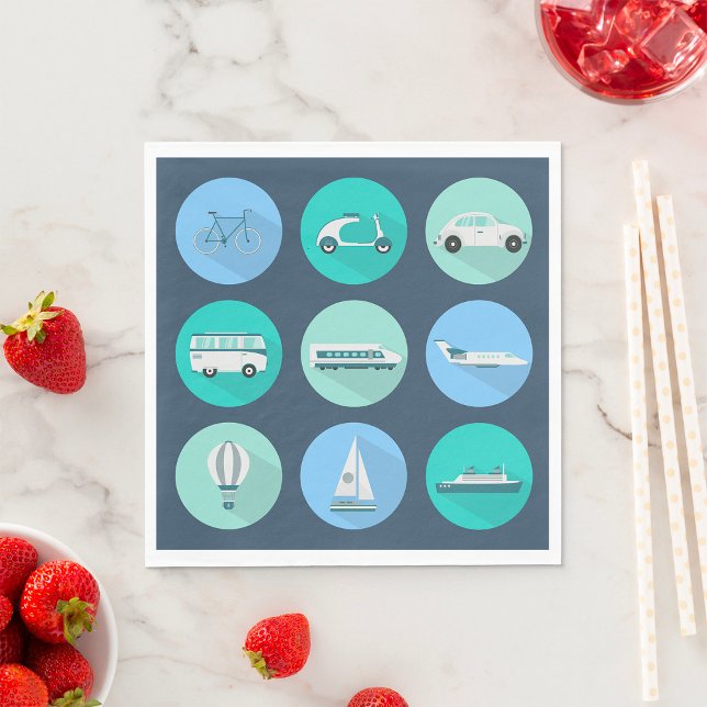 Transport Icons Fordon Napkins Pappersservett (Skapare uppladdad)