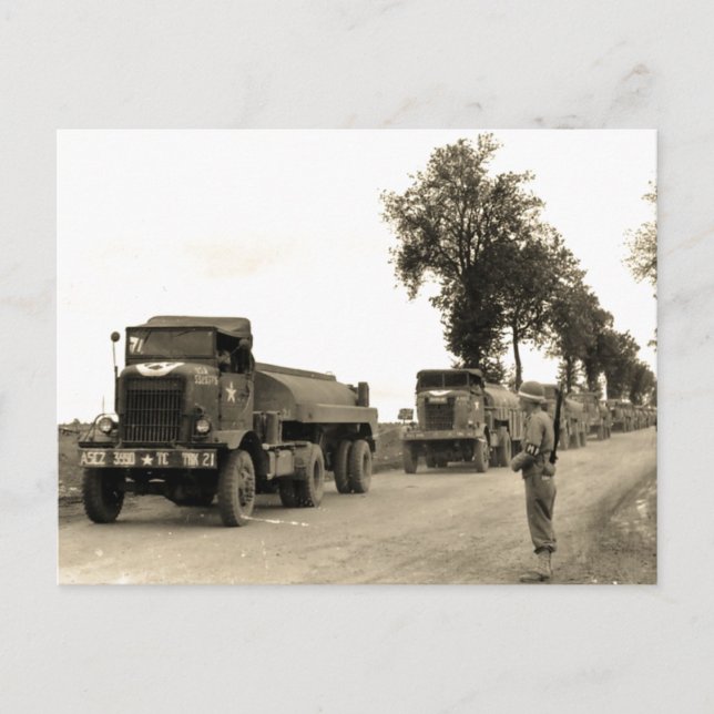 Transport Lastbilar Normandie 1944 Vykort (Framsida)