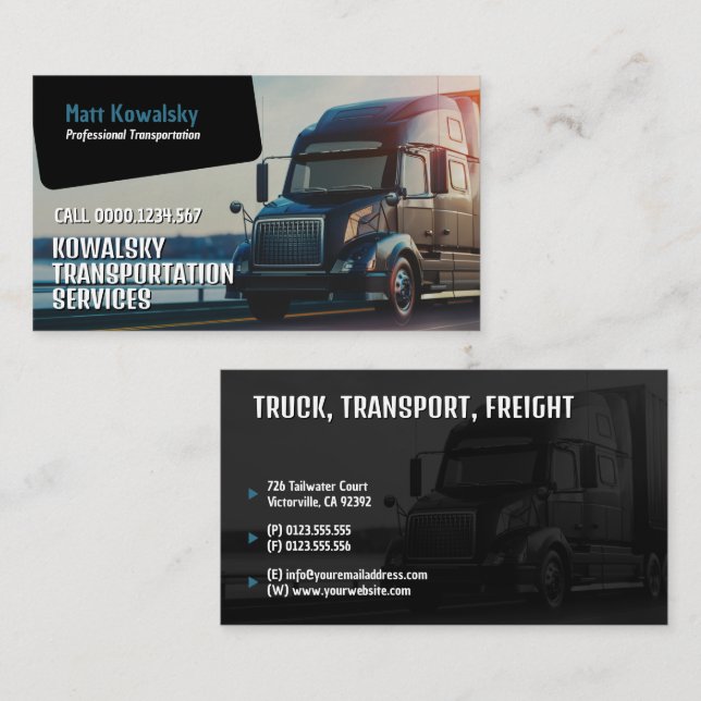 Transport och logistik | LASTBIL Visitkort (Fram/baksida)