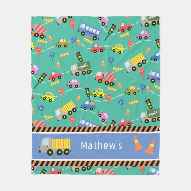 Transport Teal. Fleece Blanket (Framsidan)