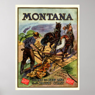 Transportaffisch för motorväg Montana Poster
