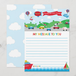 Transportation Activity Time Capsule Message Card Inbjudningar