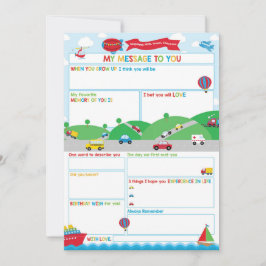 Transportation Activity Time Capsule Message Card  Inbjudningar