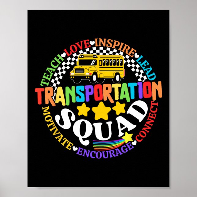 Transportation Squad Back To School Bus Driver Mon Poster (Framsidan)