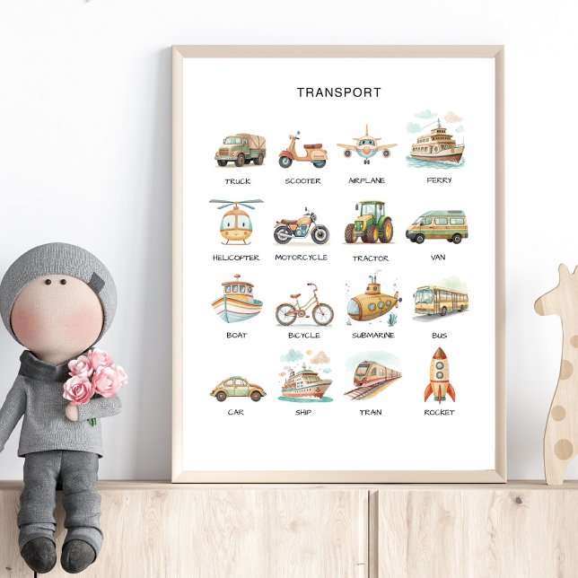 Transportationsaffisch – Lär dig fordonsnamn Poster (Skapare uppladdad)