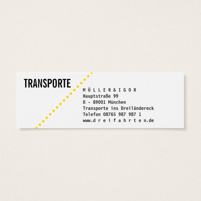 Transporte Mini Visitenkarten Litet Visitkort (Baksidan)