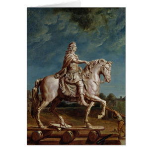 Transportering av den rid- statyn av Louis XIV Hälsningskort