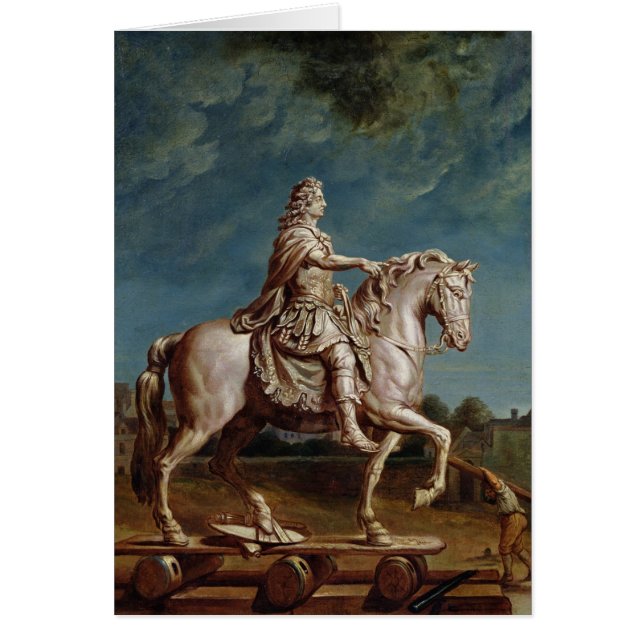Transportering av den rid- statyn av Louis XIV Hälsningskort (Framsidan)