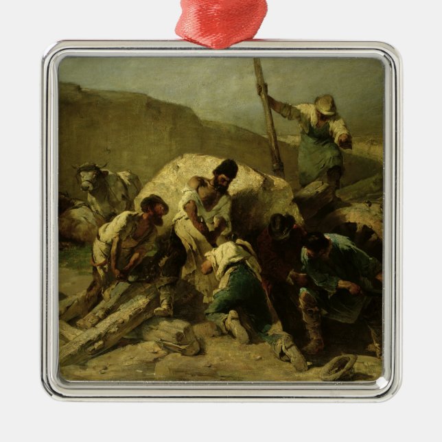 Transportering av stenkvarter julgransprydnad metall (Framsidan)