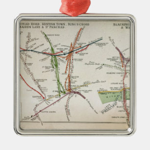 Transportkarta av London, c.1915 Julgransprydnad Metall