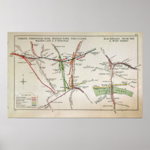 Transportkarta av London, c.1915 Poster