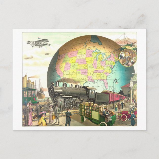 Transportmedel Viktoriansk litografi Vykort (Framsida)