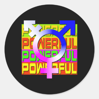 TransPride POWERFUL Färg baners Runt Klistermärke