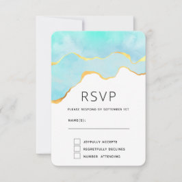 Transquil Tropical Grönt med Guld Gräns Bröllop OSA Kort