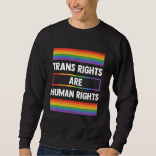 Transrättigheter Är Människorättigheter Gay Regnbå Lång Ärmad Tröja