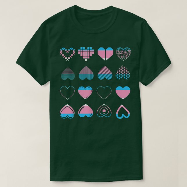 Transseual Month Transseual Flagga Hearts LGBT Tra T Shirt (Design framsida)