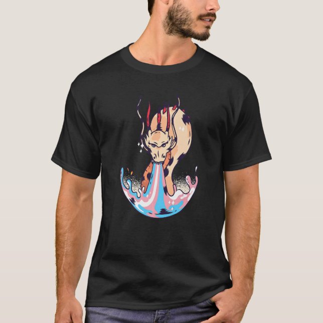 Transsexu Transgender Dragonfire Flame Trans Pride T Shirt (Framsida)