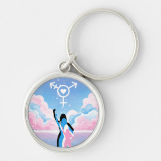 Transsignalen Rund Silverfärgad Nyckelring