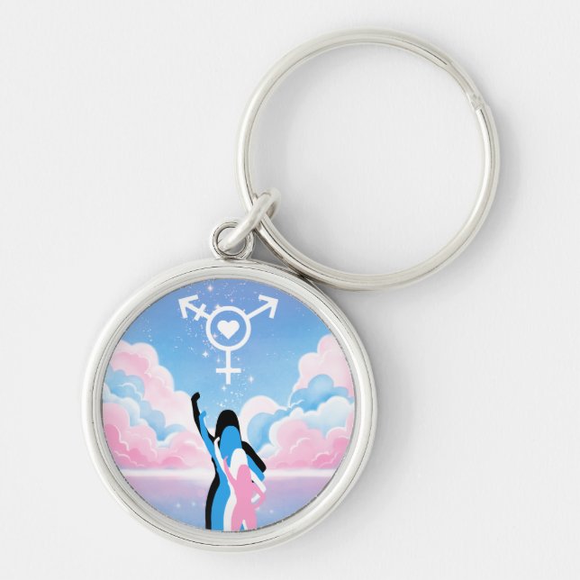 Transsignalen Rund Silverfärgad Nyckelring (Framsidan)