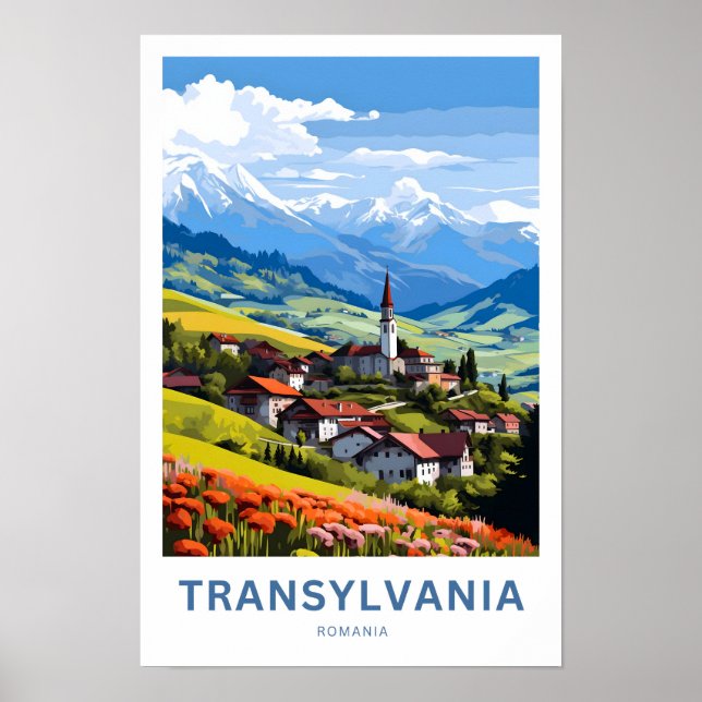 Transsylvania Rumänien Travel Skriv ut Poster (Framsidan)