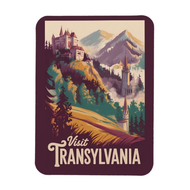 Transsylvanien Landskapsillustration Resa Konst Magnet (Vertikal)