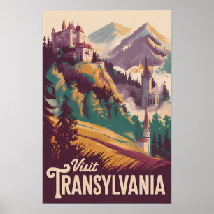 Transsylvanien Landskapsillustration Resa Konst Poster