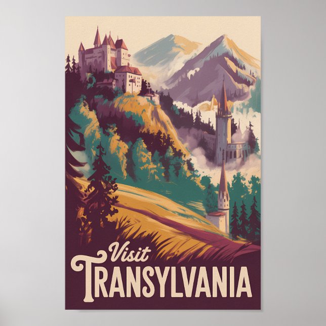 Transsylvanien Landskapsillustration Resa Konst Poster (Framsidan)