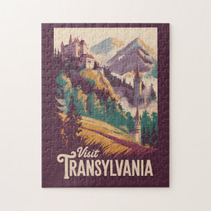 Transsylvanien Landskapsillustration Resa Konst Pussel