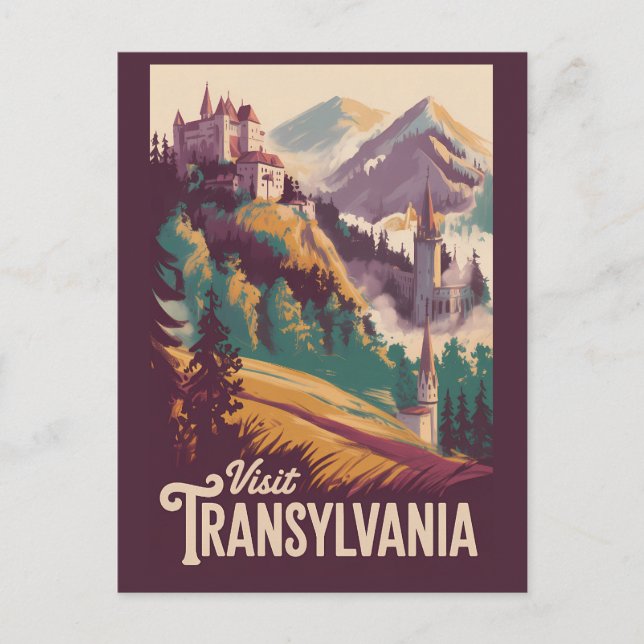 Transsylvanien Landskapsillustration Resa Konst Vykort (Framsida)