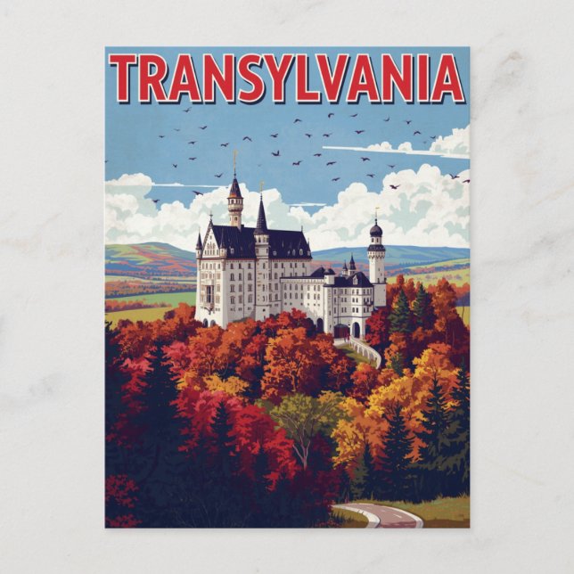 Transsylvanien Slott Höst Retro Vykort (Framsida)