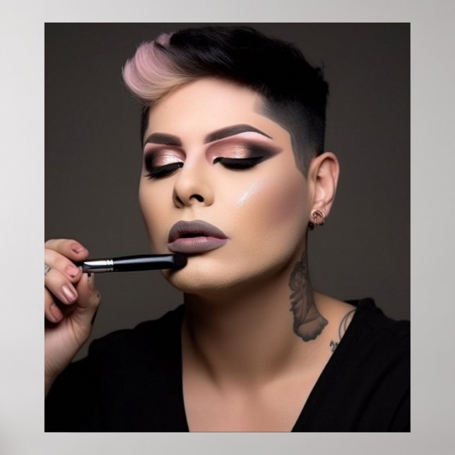 Transwomen avslutar hennes makeup poster (Framsidan)