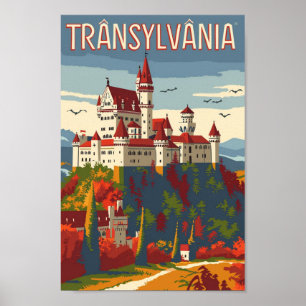 Transylvania Rumänien Vintage Berömd Travel Ställe Poster