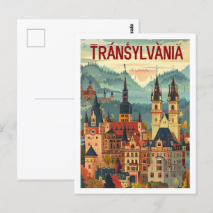 Transylvania Rumänien Vintage Berömd Travel Ställe Vykort