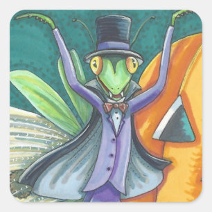 TRANSYLVANIA VAMPIRE PRAYING MANTIS, HALLOWEEN KRY FYRKANTIGT KLISTERMÄRKE