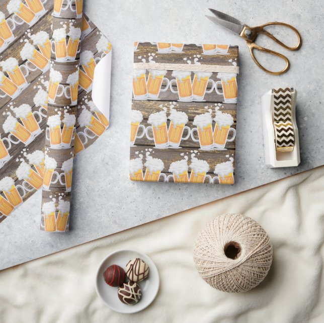 Träöl från cute faux mugg mönster i party presentpapper (Hantverk)